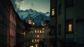 Generative AI Evening scene in Innsbruck Austria In the background on the left the citys landmark the Golden Roof