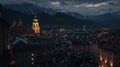 Generative AI Evening scene in Innsbruck Austria In the background on the left the citys landmark the Golden Roof