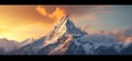 Generative AI Evening sky over snow capped peak of spectacular Annapurna South at sunset Beautiful landscape of ma