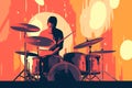 Generative AI Excited Drummer Playing Hard-