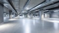 Generative AI Expansive Indoor Parking Structure with Concrete Pillars Overhead Ventilation and Ample Space for Ca Royalty Free Stock Photo