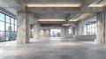 Generative AI Expansive Modern Concrete Interior Space with City View Ideal for Commercial Development and Creativ Royalty Free Stock Photo