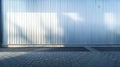 Generative AI Exterior wall of warehouse made of aluminum sheet and paved road in outdoor area as background image Royalty Free Stock Photo