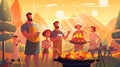 Generative AI Family Grill BBQ Area- Royalty Free Stock Photo