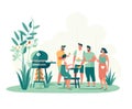 Generative AI Family Grill BBQ Area- Royalty Free Stock Photo