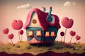 Generative AI: Fantasy cute cartoon fairy house