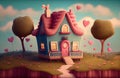 Generative AI: Fantasy cute cartoon fairy house