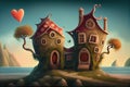Generative AI: Fantasy cute cartoon fairy house