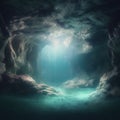 Generative AI: fantasy landscape with cavern
