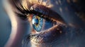 Generative AI Female Eye with Extreme Long False Eyelashes Eyelash Extensions Makeup Cosmetics Beauty Close up Mac Royalty Free Stock Photo