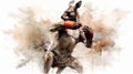 Generative AI, Fierce Encounter: Kangaroo Boxing in Watercolor
