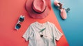 Generative AI Flat Lay Shot Of Female Clothing And Accessories business concept. Royalty Free Stock Photo