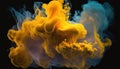 Generative AI, Flowing light yellow smoke with splashes.