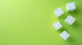 Generative AI Four checkmarks on white cubes against bright green background with copy space Concept of questionar