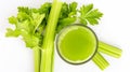 Generative AI Fresh green celery and glass with celery juice isolated on white background Creative layout Healthy Royalty Free Stock Photo