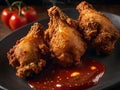 Fried chicken with tomato sauce