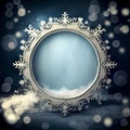 Generative AI, Frosty Wonderland: Wintry Bokeh Frame for Winter-Themed Designs