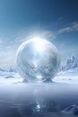 Generative ai: Frozen soap bubble in winter on snow