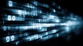 Generative AI Futuristic Binary Code Stream Data Flow Visualization for Technology Cybersecurity and Digital Trans Royalty Free Stock Photo