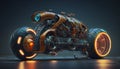 Generative AI of a futuristic chopper motorcycle isolated on dark background Royalty Free Stock Photo