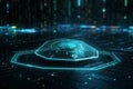 Generative AI. Futuristic Data Shield: The Background of Safety Technology and Secure Data Connections