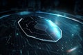 Generative AI. Futuristic Data Shield: The Background of Safety Technology and Secure Data Connections