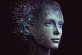 Generative AI. Futuristic face female humanoid robot. A Technological Future. information space. Copying space