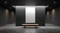 Generative AI Gallery Wall Mockup with Empty Frame and Bench Seat Modern Art Display and Interior Design business Royalty Free Stock Photo