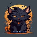 Scary Cat Halloween Character: Spooky Fantasy Vector Art
