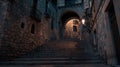 Generative AI Girona city by night Pujada de Sant Domenec stairs and Arch of the Agullana Palace Catalonia Spain b Royalty Free Stock Photo