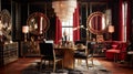 Generative AI, Glamorous Art Deco Dining Room Royalty Free Stock Photo