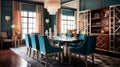 Generative AI, Glamorous Art Deco Dining Room Royalty Free Stock Photo