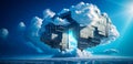 Cloud computing technology concept background, digital illustration generative AI for techology futuristic cyberpunk background