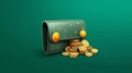 Generative AI Gold coins with green-