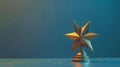 Generative AI gold star trophy award against blue background business concept. Royalty Free Stock Photo