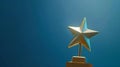 Generative AI gold star trophy award against blue background business concept. Royalty Free Stock Photo
