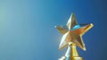 Generative AI gold star trophy award against blue background business concept. Royalty Free Stock Photo