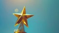 Generative AI gold star trophy award against blue background business concept. Royalty Free Stock Photo