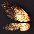 Generative AI: Gold Transparent Dragonfly Wings