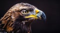 Generative AI Golden eagle head closeup Portrait of a bird of prey Close up business concept. Royalty Free Stock Photo