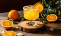 Golden Orange Margarita Cocktail with Salt Rim and Citrus Garnish in Elegant Glass, Refreshing Alcoholic Beverage in Sunlit Royalty Free Stock Photo