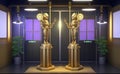 Generative AI of a golden trophy with two women standing on the podium