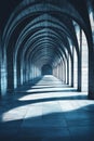 Generative AI Gothic Arched Hallway with Dramatic Shadow and Light Effects for Mystical Architecture business conc Royalty Free Stock Photo