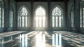 Generative AI Gothic-Style Cathedral Interior with Sunlight Streaming Through Intricate Windows business concept. Royalty Free Stock Photo