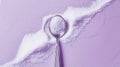 Generative AI Granulated sugar and spoon on lilac background flat lay business concept.