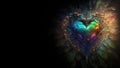 Generative AI, Green chakra heart fantasy digital illustration. Love, feelings, charity, kindness, romantic St. Valentine`s Day