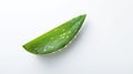 Generative AI Green fresh aloe vera leaf with aloevera slice isolated on white background Top view Flat lay busine Royalty Free Stock Photo