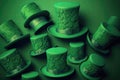 Generative AI of Green Leprechaun Hats for Happy Saint Patrick`s Day: A Pack of Various Hat Illustrations for Irish Celebrations