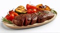 Grilled_beef_steak_rare_sliced_with_vegetables_1695526438364_1 Royalty Free Stock Photo