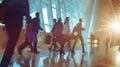 Generative AI Group of business people rushing in the lobby motion blur business concept. Royalty Free Stock Photo